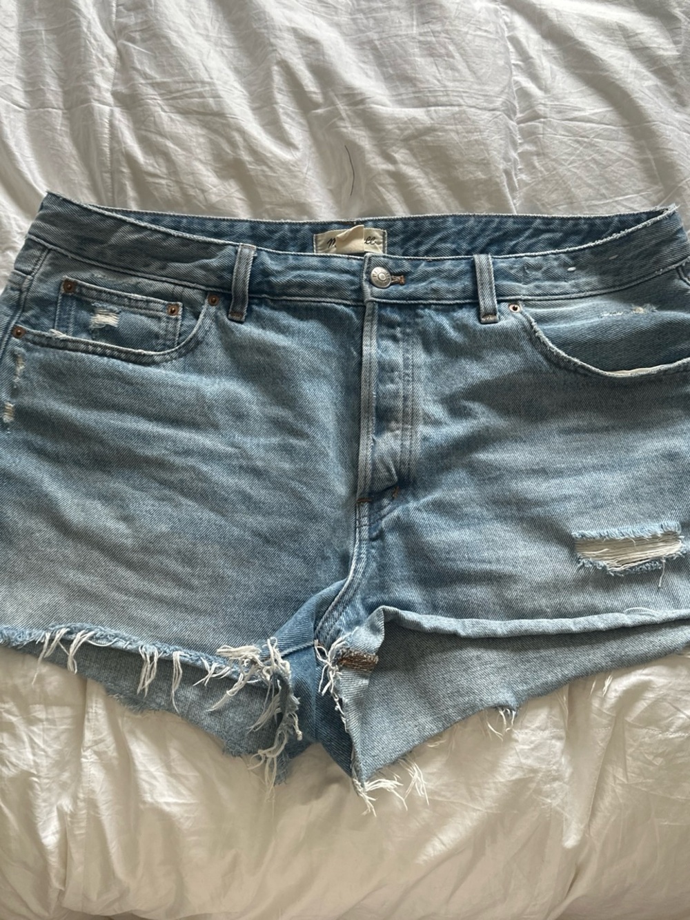 Madewell Light Blue Distressed Denim Cutoff Shorts
